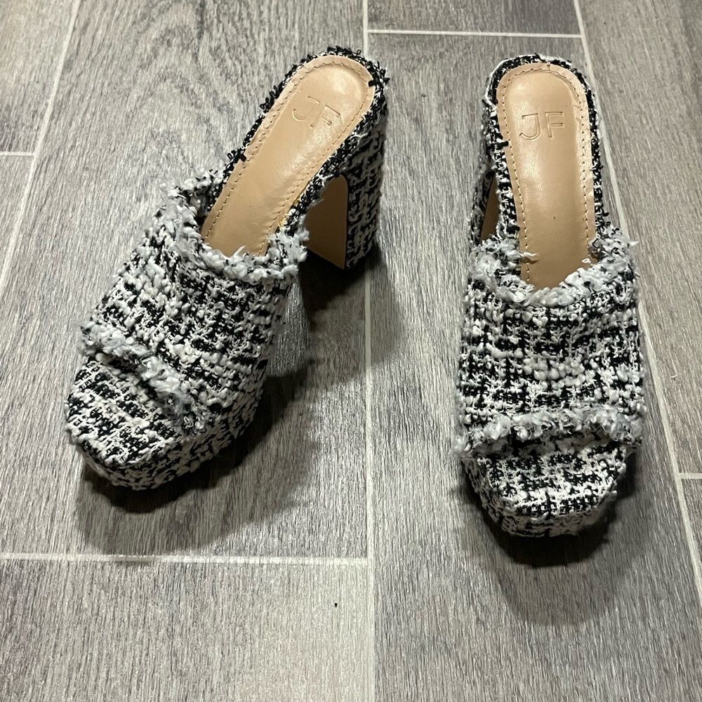 JF London Black & White Tweed Heels - Picture 2 of 9